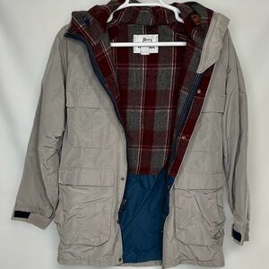 Woolrich Field Chore Utility Lined Blanket Full Zip Snap Hooded Jacket Size Larg